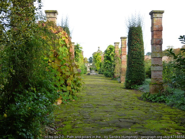 Path and pillars in the walled garden, Sandringham by Sandra Humphrey